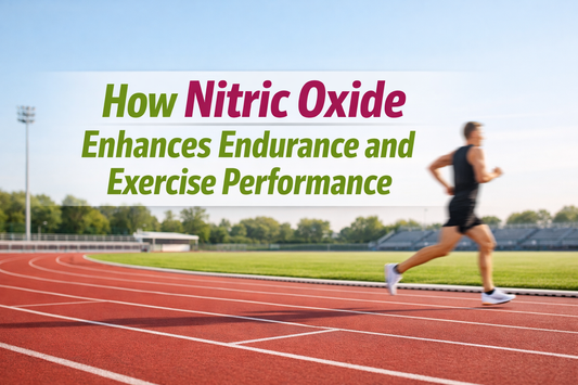 Endurance athlete running on a track to demonstrate how nitric oxide enhances exercise performance and oxygen delivery.