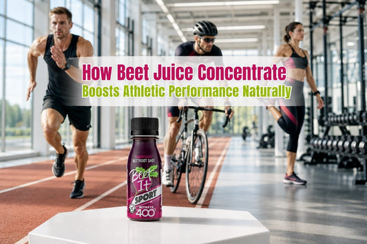 How beet juice concentrate helps boost athletic performance with Beet It Sport Nitrate 400 Shot and endurance athletes.