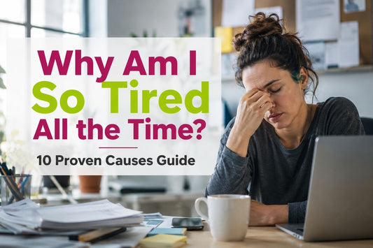 Why Am I So Tired All the Time: realistic exhausted person working at desk showing signs of fatigue and stress