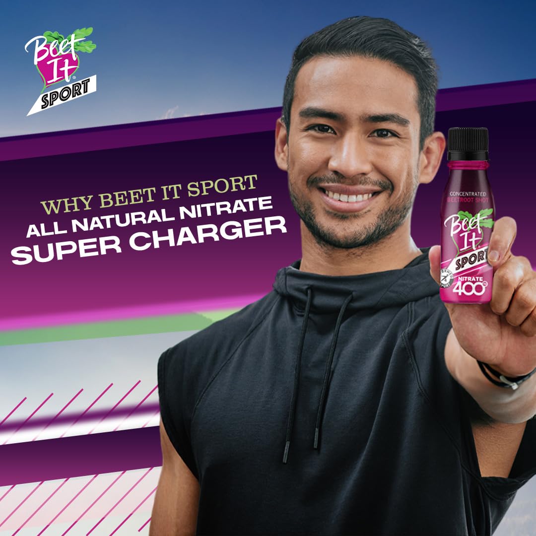 Man holding Beet It Sport natural nitrate beet shot
