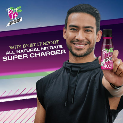 Man holding Beet It Sport natural nitrate beet shot