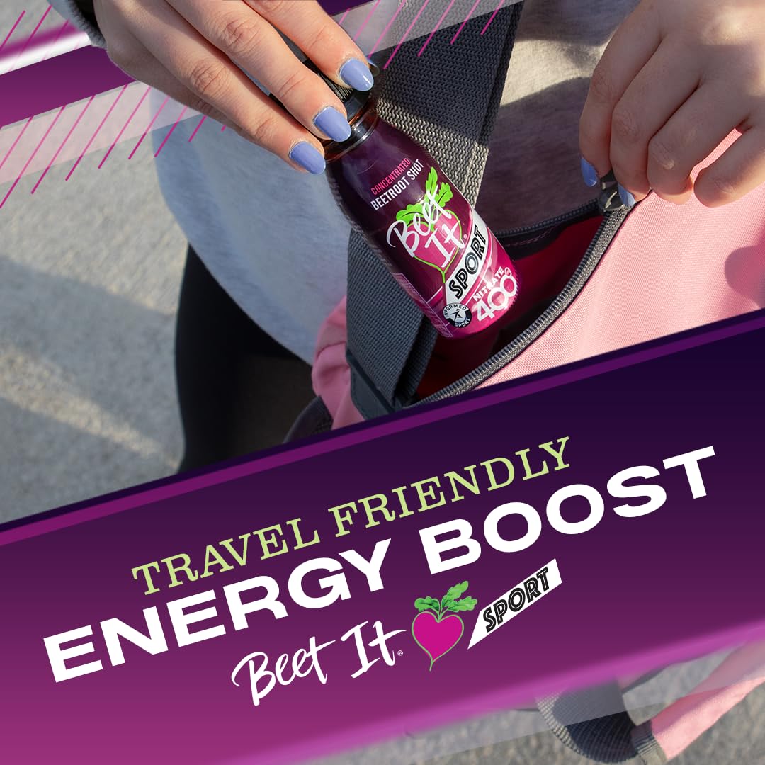 Travel-friendly Beet It Sport energy boost shot for gym or sports