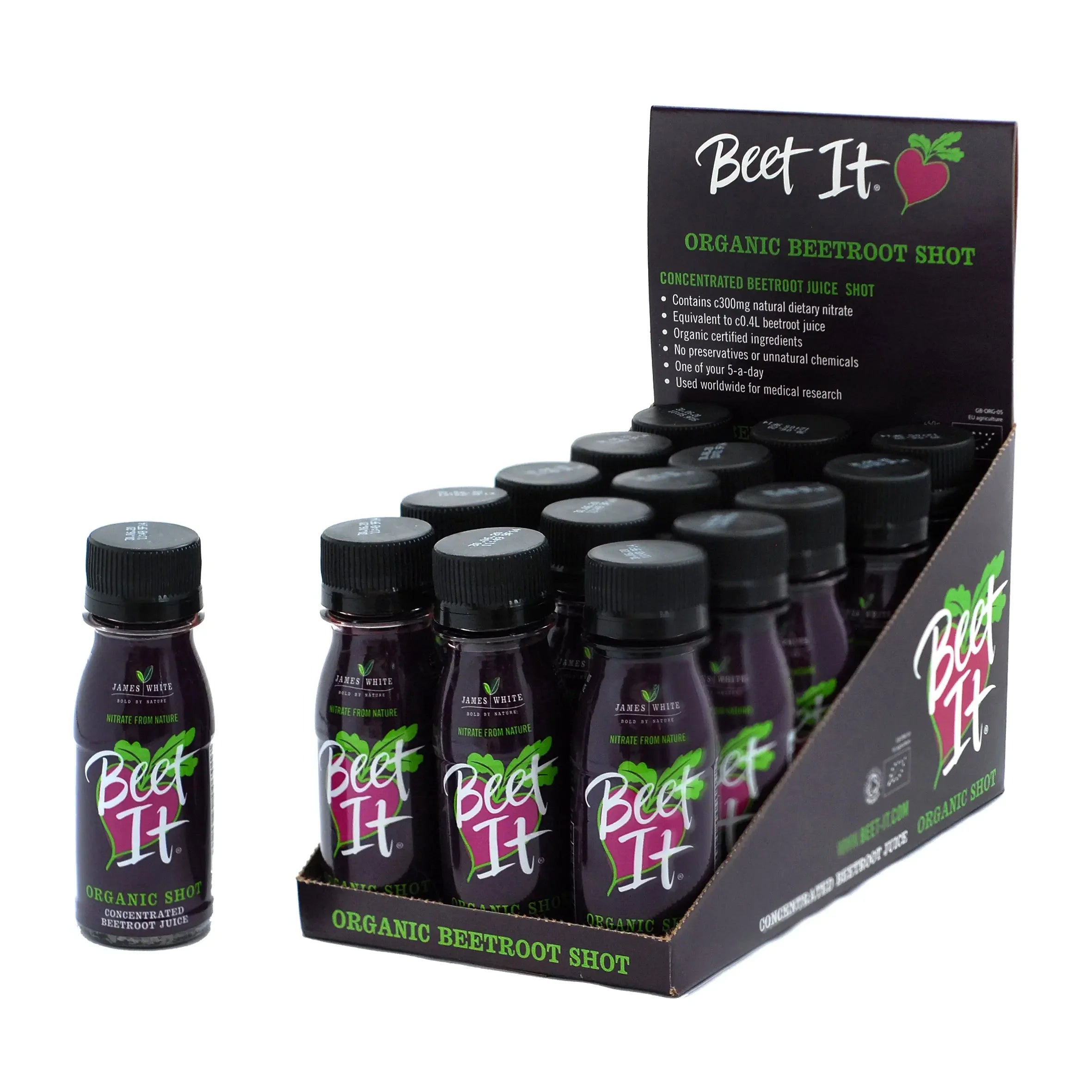 BEET IT Circulation Nitrate 300 - Organic Beet juice shots - 2.4 fl. oz. (pack of 15) - Beet It US